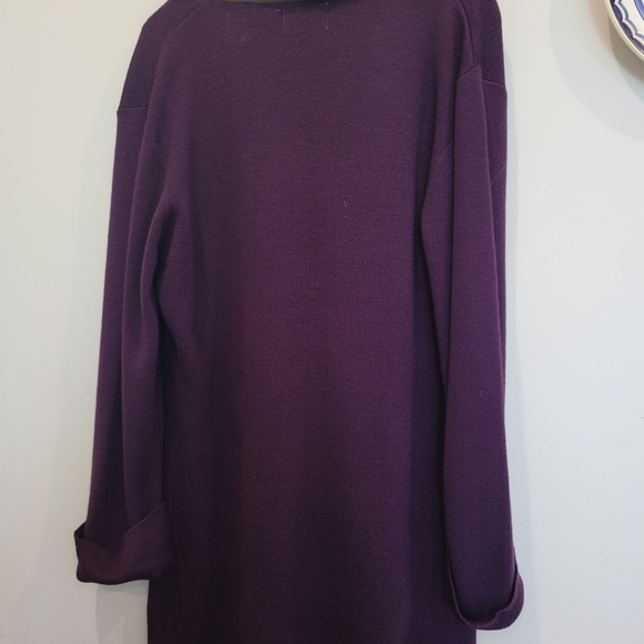 Womans Maggie Fine Knit Stylish Long Sweater Coat Faux Fur Collar L - Picture 7 of 10